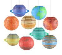 Planet Paper Lanterns, 25cm Outer Space Party Decorations, 9 Out Of This World Solar System Planets Lantern, Hanging Solar System Lanterns for Kids Astronaut Party Supplies Galaxy Birthday Decorations