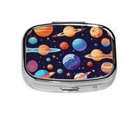 Planet Pattern Print Pill Box, 2 Large Compartmensts to Moistureproof Portable Pill Box Organiser for Travel