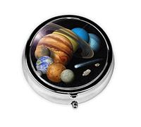Planet Pattern Print Pill Box for Pocket Round Pill Box 3 Compartment Decorative Portable Travel Pill Holder Tablet Vitamin Organizer Mini Pill Case(2pcs)