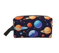 Planet Pattern Print Portable Travel Toiletry Storage Bag Large Capacity 600D Polyester Cosmetic Storage Bag