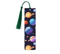 Planet Pattern Print Wooden Bookmark Cute Bookmarks,with Tassels Bookmarks 5 Pieces Bookish Gifts