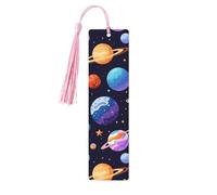 Planet Pattern Print Wooden Bookmark Cute Bookmarks,with Tassels Bookmarks 5 Pieces Bookish Gifts