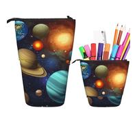 Planet Pattern Telescopic Pencil Organizer Pop Up Pencil Pouch Multifunctional Pen Bag for Office Essentials Cosmetics