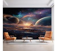 Planet Photo Wallpaper, Solar System Universe Outer Space Wallpaper Mural, 390x260cm Wall Paper for Bedroom Living Room, Non-Woven Wall Mural Room Decor EL&D56