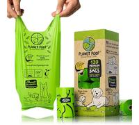 PLANET POOP Home Compostable Dog Poo Bags Extra-long with Handles 120 Biodegradable Un-Scented Pet Waste Bags Plastic Free, Thick Leakproof Plant-Based Doggy Bag Eco Cat & Dogs Earth Friendly Supplies