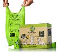 PLANET POOP Home Compostable Dog Poo Bags Extra-long with Handles 240 Biodegradable Un-Scented Pet Waste Bags Plastic Free, Thick Leakproof Plant-Based Doggy Bag Eco Cat & Dogs Earth Friendly Supplies