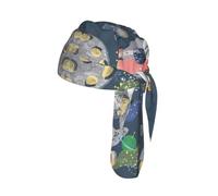 Planet Print Helmet Cap Quick Dry Cycling Skull Wrap Breathable Polyester Adjustable Adult Summer Beanie
