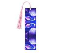 Planet Print Wooden Bookmark Bookmarks with Tassels Book Marks for Reading Hardcover Books Notebooks