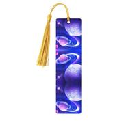 Planet Print Wooden Bookmark Bookmarks with Tassels Book Marks for Reading Hardcover Books Notebooks
