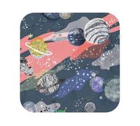 Planet Printed Coasters Set of 6, Tabletop Protection Leather Coasters for Cup Drinks Coffee Pads Beer Bar Mat Gifts, Square