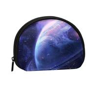 Planet Printed Mini Coin Pouch, Shell Shape Zip Around Wallet, Small Zipper Pouch for Cash, Cards, Keys, Lipstick, Storage Pouch, Travel Organizer