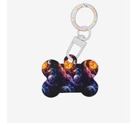 Planet Printing Cute Acrylic Dogs Tag Double Side Bone Shap Id Tags with Keychain for Pet Crafts Decorations