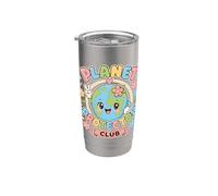 Planet Protector Club Earth Character Graphic Smiling Globe Stainless Steel Insulated Tumbler