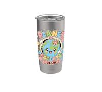 Planet Protector Club Earth Character Graphic Smiling Globe Stainless Steel Insulated Tumbler