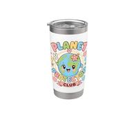 Planet Protector Club Earth Character Graphic Smiling Globe Stainless Steel Insulated Tumbler
