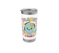 Planet Protector Club Earth Character Graphic Smiling Globe Stainless Steel Insulated Tumbler