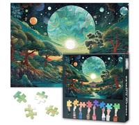 Planet Puzzles Lush Green Trees and Vast Solar System Puzzle for Adults 1000 Pieces Planet Teeming with Life Jigsaw Puzzles 1000 Pieces, Nature Puzzle, 19.5 x 27.5 Inch