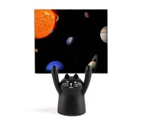 Planet Red Blue Dark Night Sky Memo Holder Cartoon Black Cat Stand Decoration