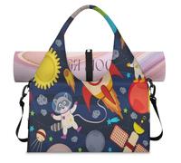 Planet Rocket Animals Sports Duffel Bag for Women Men Animals Weekend Overnight Bag with Shoe Compartment Shoulder Tote Luggage Bag for Yoga Gym Travel