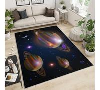 Planet Rug - Planet Space Kids Room Rug Universe Starry Sky Area Rug Galaxy Starry Black Area Rug (120x180cm)
