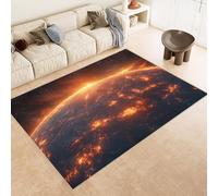 Planet Rugs for Bedroom Flame Galaxy Carpet Cashmere 3D Printed Area Rug Machine-Washable Rug Reinforced Anti-Slip Backing for Hallway Period Cottages Reading Nooks Room Accessories 60x120 cm