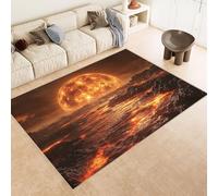 Planet Rugs for Bedroom Flame Lava Carpet Cashmere 3D Printed Area Rug Machine-Washable Rug Reinforced Anti-Slip Backing for Hallway Period Cottages Reading Nooks Room Accessories 60x120 cm