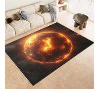 Planet Rugs for Living Room 3D Printed Flame Galaxy Rug 60x120 cm Faux Cashmere Fluffy Rug Anti-Slip Stain-Resistant Machine/Vacuum Washable Carpet for Hallway Breakfast Nook Under the Table