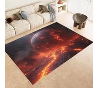 Planet Rugs for Living Room 3D Printed Flame Galaxy Rug 80x120 cm Faux Cashmere Fluffy Rug Anti-Slip Stain-Resistant Machine/Vacuum Washable Carpet for Hallway Breakfast Nook Under the Table