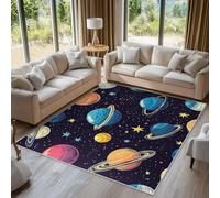 Planet Rugs Living Room 60x110, Outer Space Galaxy Kids Boys Carpet for Bedroom, Non Slip Small Rug - Low Pile Flannel Floor Mat, Machine Washable Area Rugs H-18