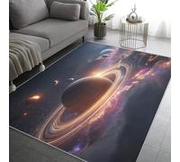 Planet Rugs Living Room Large 120x120, Galaxy Nebula Outer Space Universe Area Rugs for Bedroom, Non Slip Low Pile Soft Flannel Carpet, Bedroom Accessories H-11