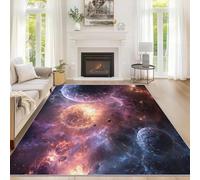 Planet Rugs Living Room Large 160x230 cm, Machine Washable Rugs, Universe Planet Space Area Rug Bedroom Decor, Non Slip Low Pile Soft Flannel Floor Carpet ZY&L16