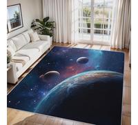 Planet Rugs Living Room, Machine Washable Square Rugs 120x120 cm, Space Universe Galaxy Design Area Rug, Non Slip Low Pile Soft Floor Carpet, Home Decor ZY&L3