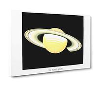 Planet Saturn by E. L. Trouvelot Canvas Print | Gallery Wrapped 30mm Frame Wall Art | 30x20 inches | Ready to Hang | Modern Space Picture | Living Room Bedroom Lounge Office