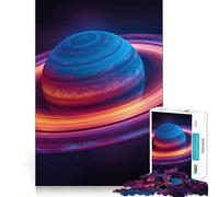 Planet Saturn Colorful 1000 Piece Jigsaw Puzzles for Teenagers Mind Challenge Toy Quiet Hobby Precise Cut Seasonal Gift (50x75cm)