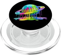 Planet Saturn Fluid Colorful Paint Abstract Space Art PopSockets PopGrip for MagSafe