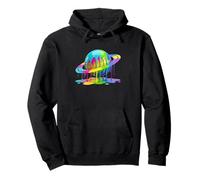 Planet Saturn Fluid Colorful Paint Abstract Space Art Pullover Hoodie