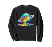 Planet Saturn Fluid Colorful Paint Abstract Space Art Sweatshirt