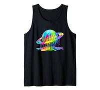 Planet Saturn Fluid Colorful Paint Abstract Space Art Tank Top