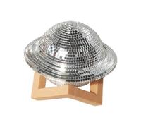 Planet Shape Discos Ball Nightlight Stained Glass LED Lamp With Stand For Kids Room Decors Warm Ambients Lighting Engraved Mirrored Ball