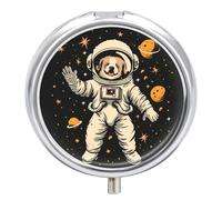 Planet Space Dog Pill Case Box with 3 Compartment Medicine Vitamin Organizer for Purse Pocket 5x5cm