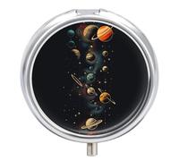 Planet Space Planet Pill Case Box with 3 Compartment Medicine Vitamin Organizer for Purse Pocket 5x5cm