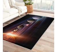Planet Space Rugs Living Room Universe Galaxy Area Rugs for Bedroom 140 x 200, Printed Anti Slip Washable Short Pile Carpet for Kitchen Home Decor C-N6
