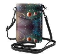 planet space solar system Genuine Leather Crossbody Phone Bag