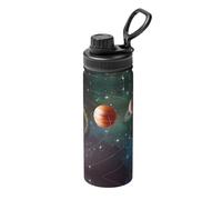 Planet Space Solar System Patterned Sports Water Bottle with Handle, Suitable for Outdoor Hiking, Fitness Training, and Daily Commuting.