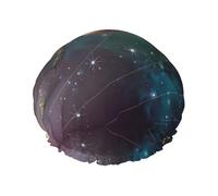 planet space solar system Print Shower Cap for Women & Men â€“ Reusable Double-Layer Bath Hair Cap with Elastic Strap L