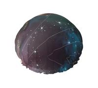planet space solar system Print Shower Cap for Women & Men - Reusable Double-Layer Bath Hair Cap with Elastic Strap One Size