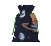 Planet Stars And Milky Way Galaxy Print Christmas Bag Drawstring Bags For Holiday Presents Xmas Sack Party Decor Gift