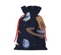 Planet Stars And Milky Way Galaxy Print Christmas Bag Drawstring Bags For Holiday Presents Xmas Sack Party Decor Gift