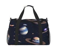 Planet Stars and Milky Way Galaxy Print Functional Travel Tote Ample Space Travel Bag Foldable Carry On Tote for Weekender