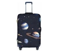 Planet Stars and Milky Way Galaxy Print Protective Luggage Cover Elastic Washable Suitcase Protector Travel Gear Protector, White, L